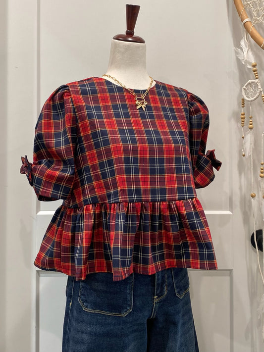 Plaid Ribbon Top
