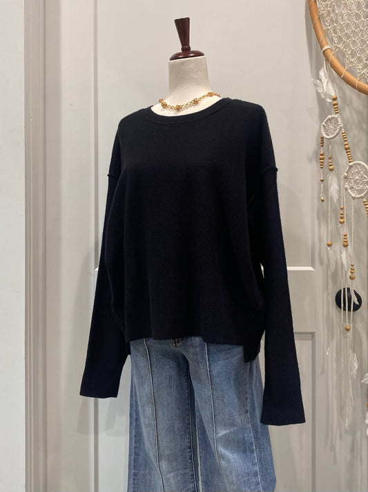 Exposed Seams Black Sweater