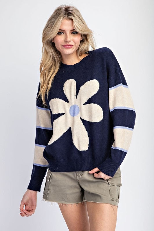 Flower Striped Sweater