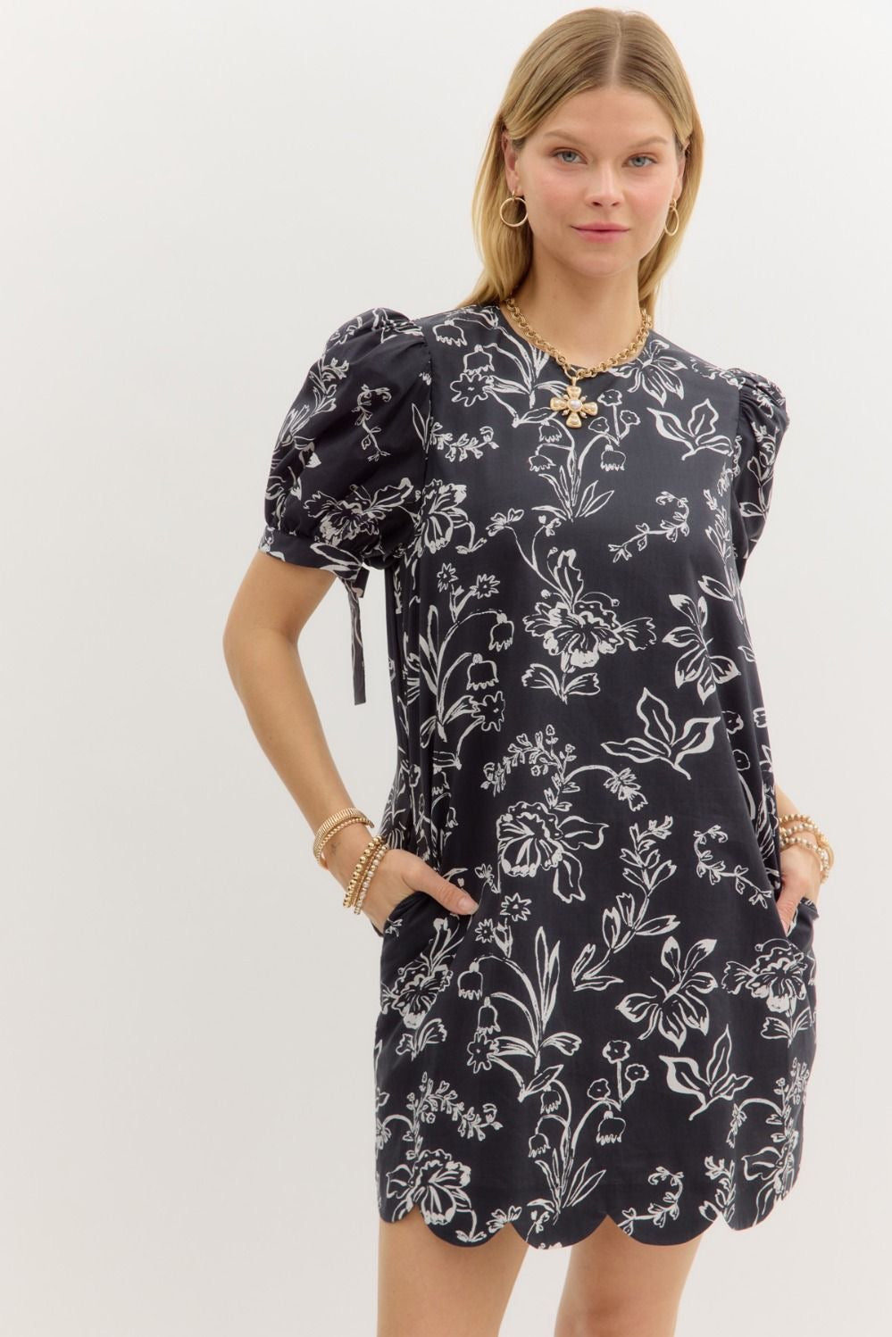 Black Floral Print Dress