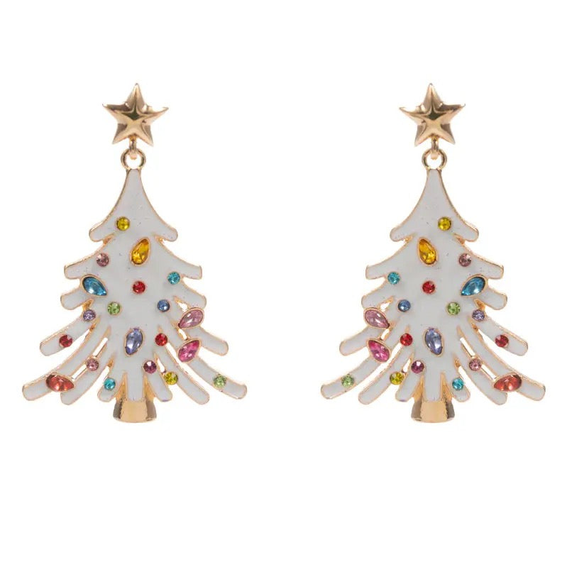 Rhinestone Christmas Tree Earrings