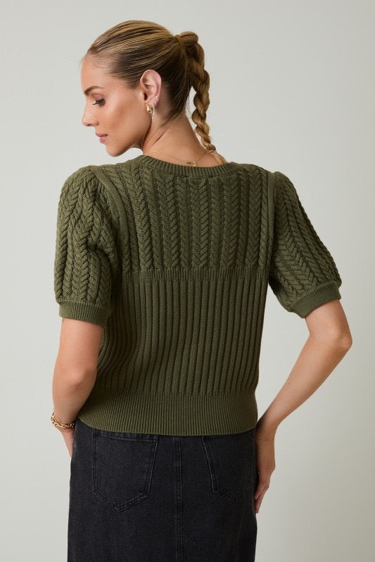 Puff Sleeve Cable Sweater