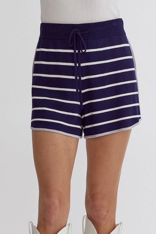 Stripe Navy Shorts