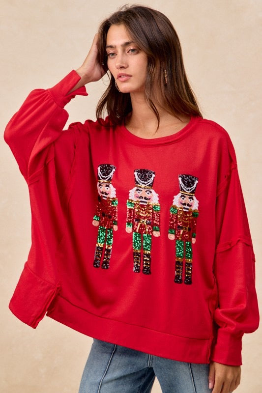 Sequin Nutcrackers Embroidery Sweatshirt