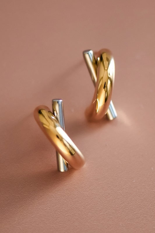 Two Tone Stud Earrings