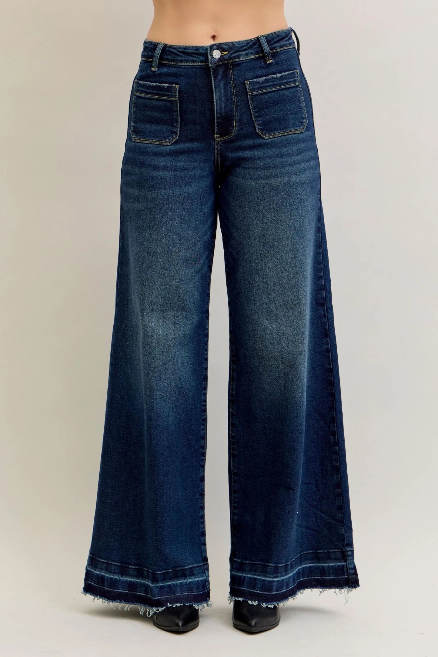 HW Palazzo Front Patch Pockets Jeans