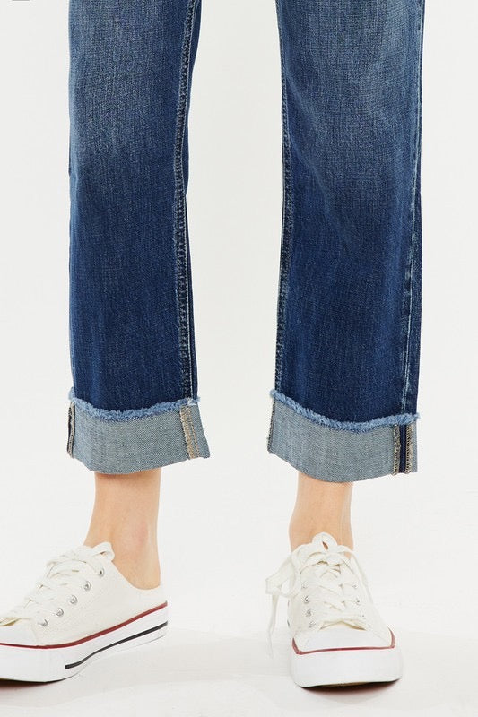 High Rise Cuffed Straight Leg Jean