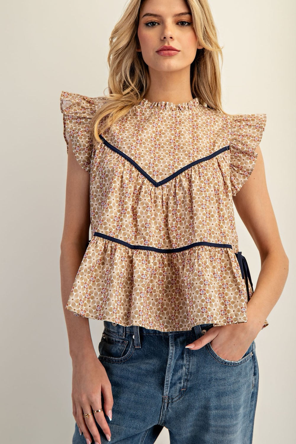Floral Mock Neck Top
