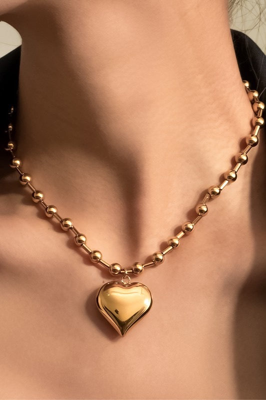 Chunky Heart Pendant Necklace
