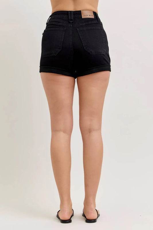 Black Aurora Weekender Judy Blue Shorts With Double Rolled Cuff