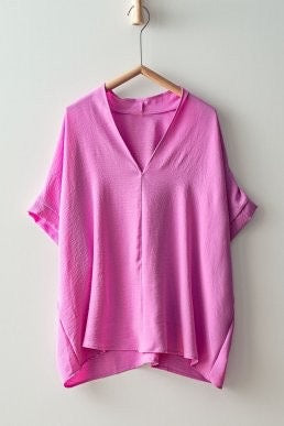 Oversized V Neck Folded Top