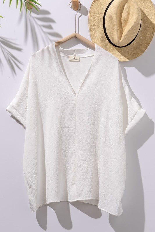 Oversized V Neck Folded Top
