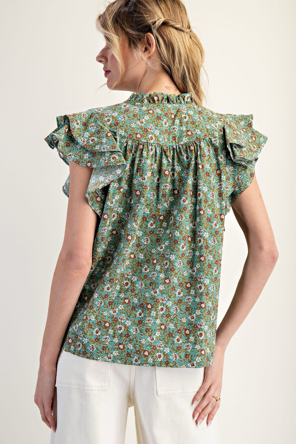 Sage Floral Top