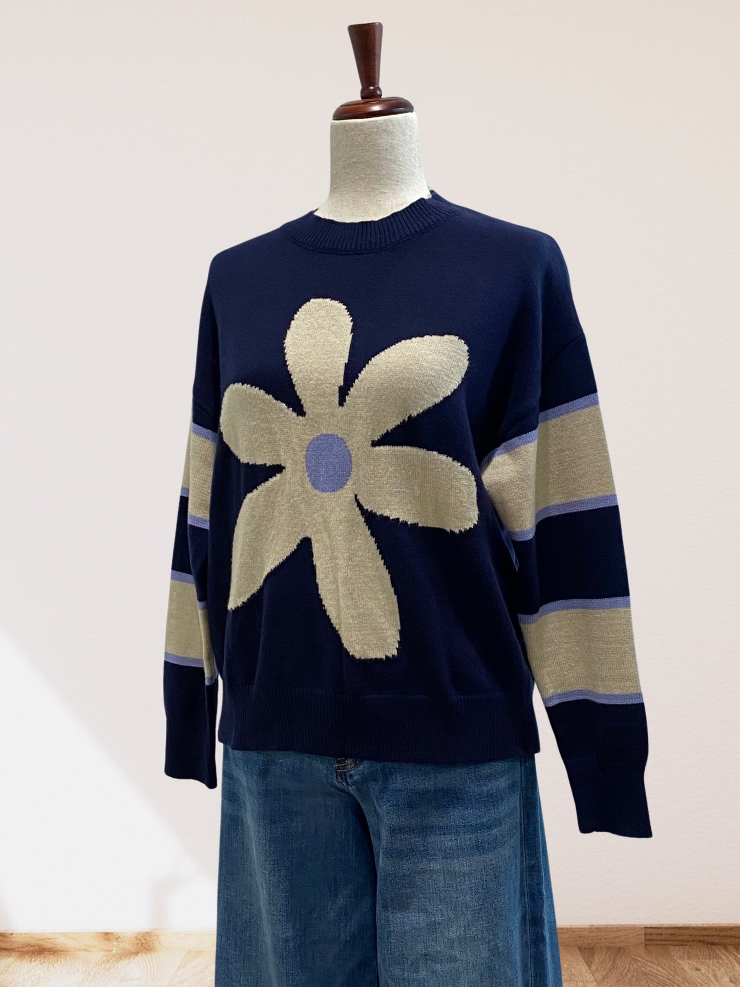 Flower Striped Sweater