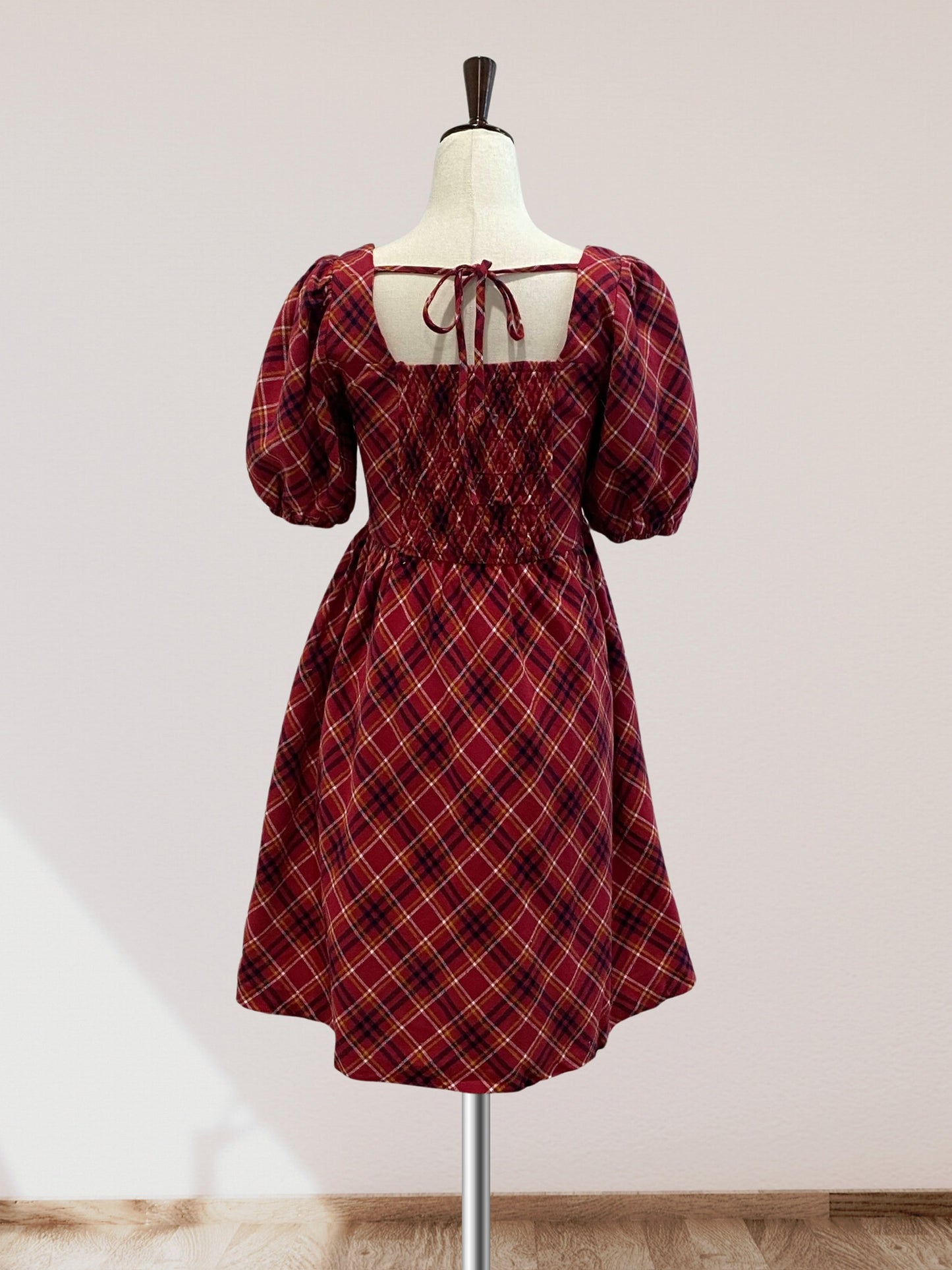 Checkered Print Babydoll Dress