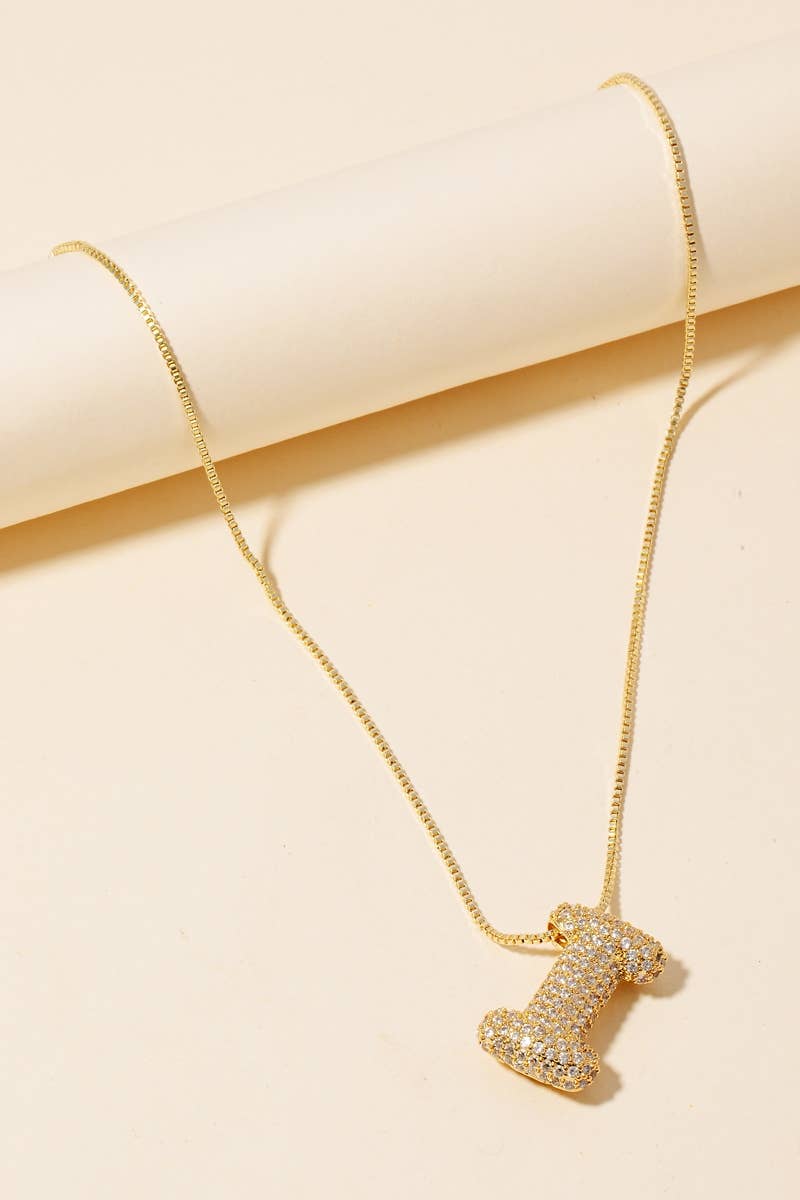 Pave Bubble Initial Pendant Necklace