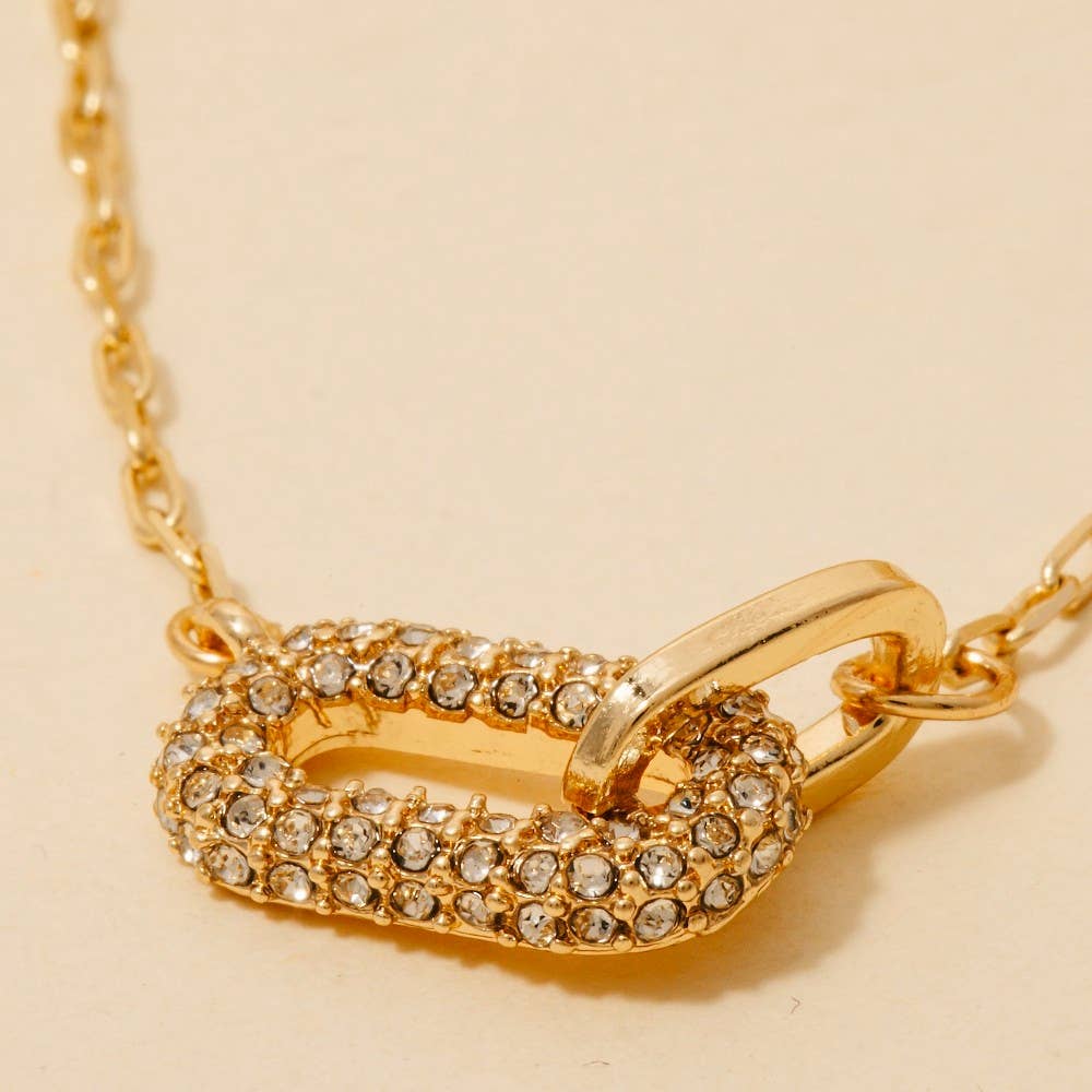 Pave Oval Pendant Necklace
