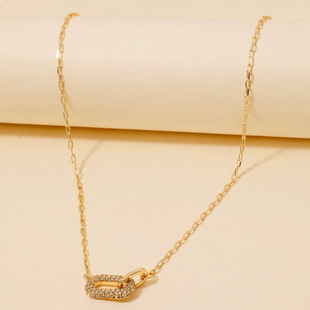Pave Oval Pendant Necklace