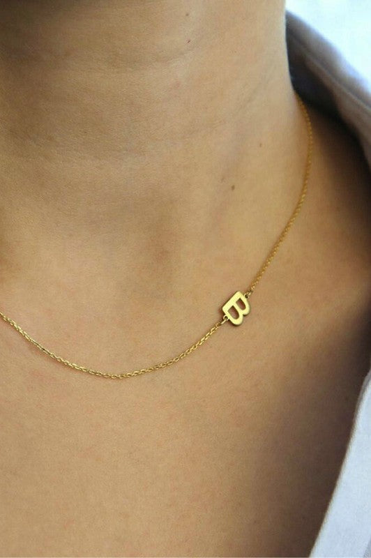 Dainty Sideways Initial Necklace