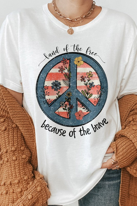 Land of The Free Because of The Brave Tee