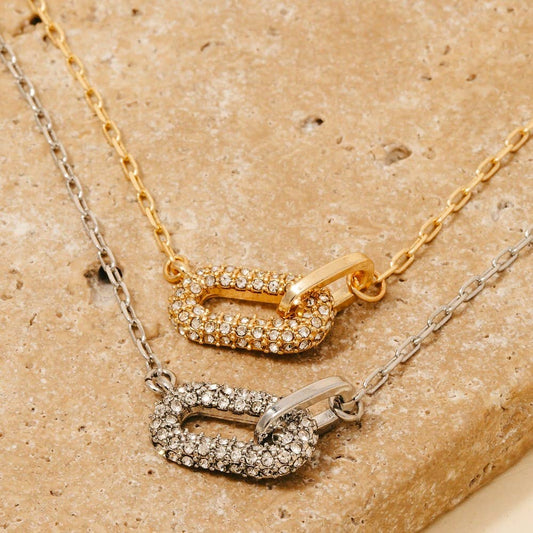 Pave Oval Pendant Necklace