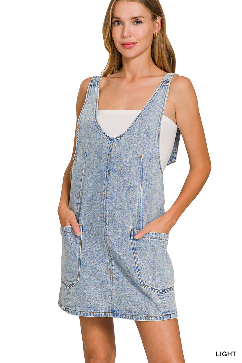 overall dress for women Light Denim Overall Dress Small