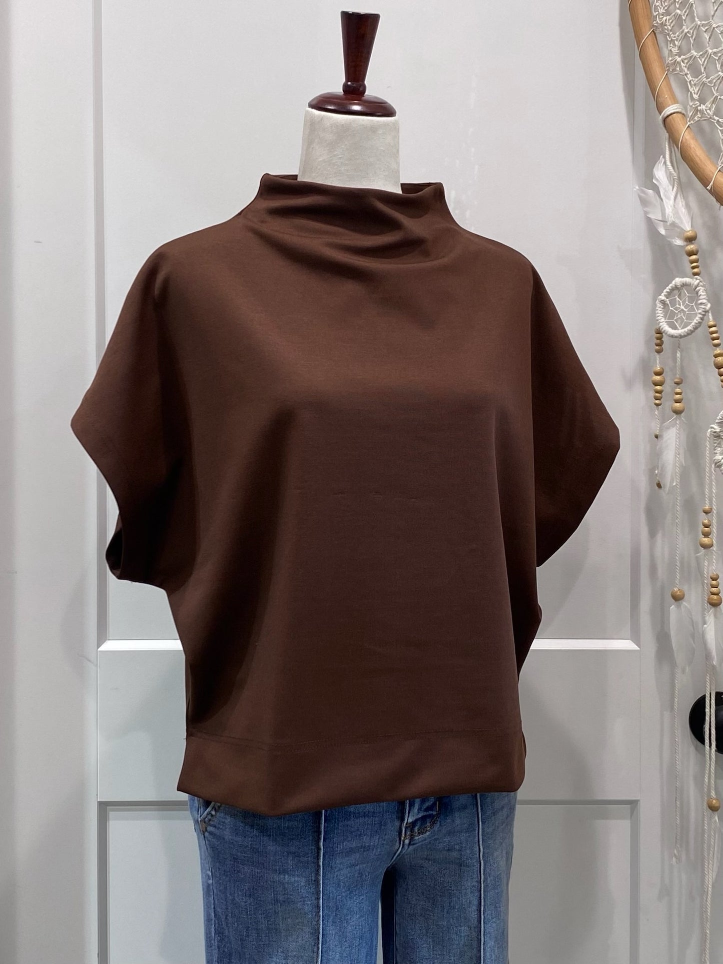 Mock Neck Short Sleeve Top