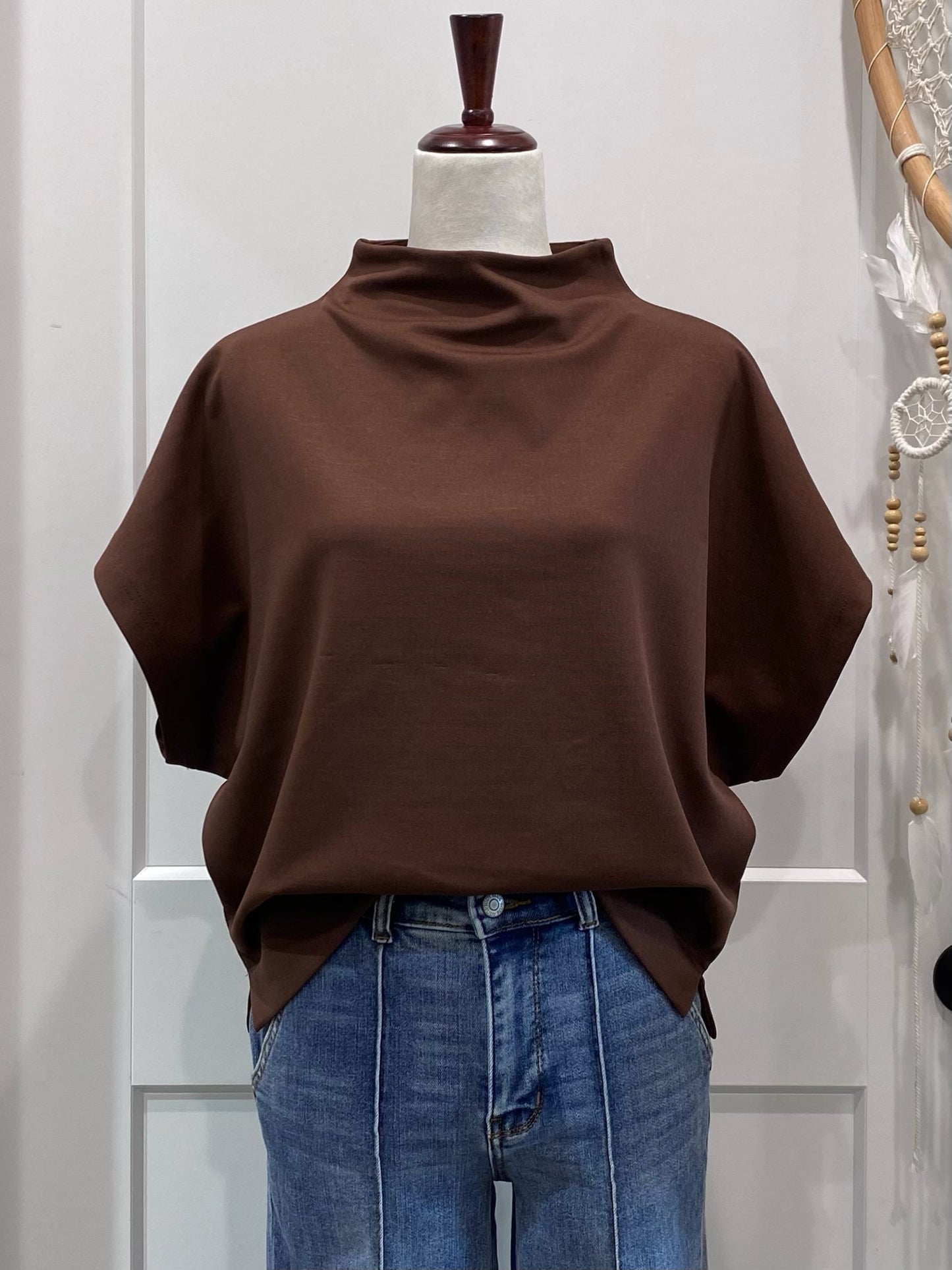 Mock Neck Short Sleeve Top