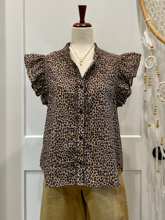 Leopard Print Button Down Top