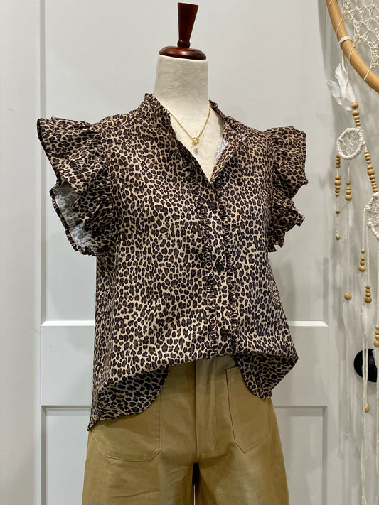 Leopard Print Button Down Top