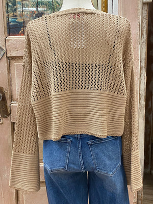 Textured Crop Cardigan Sweater