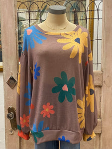 Multicolor Floral Print Pullover