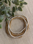 5 Strand Worn Silver and Gold Beaded Bracelet