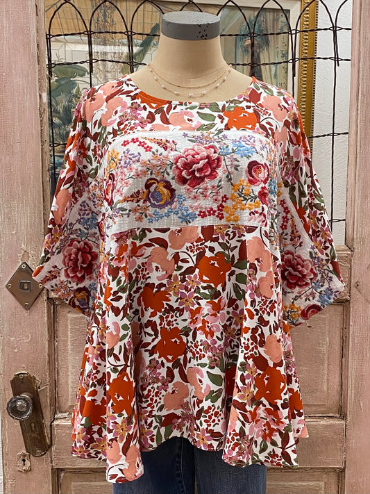 Floral Embroidered Tunic Top