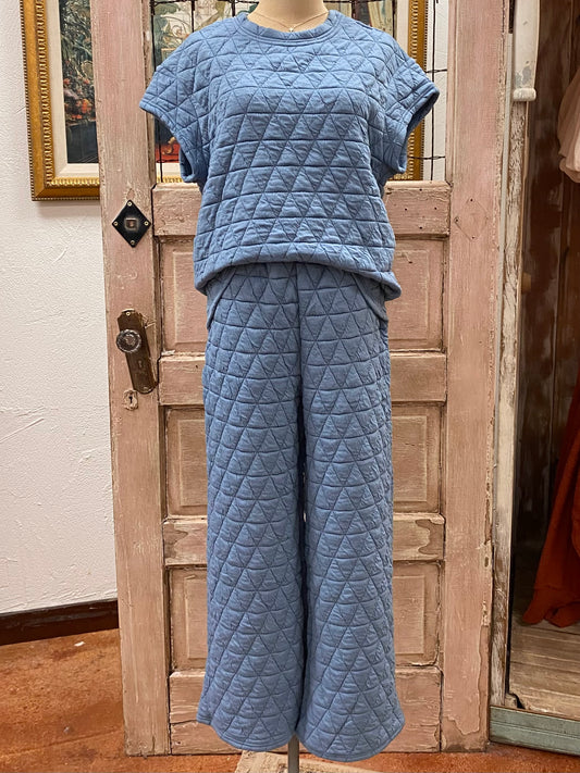 Quilted Wide Leg Pant Set
