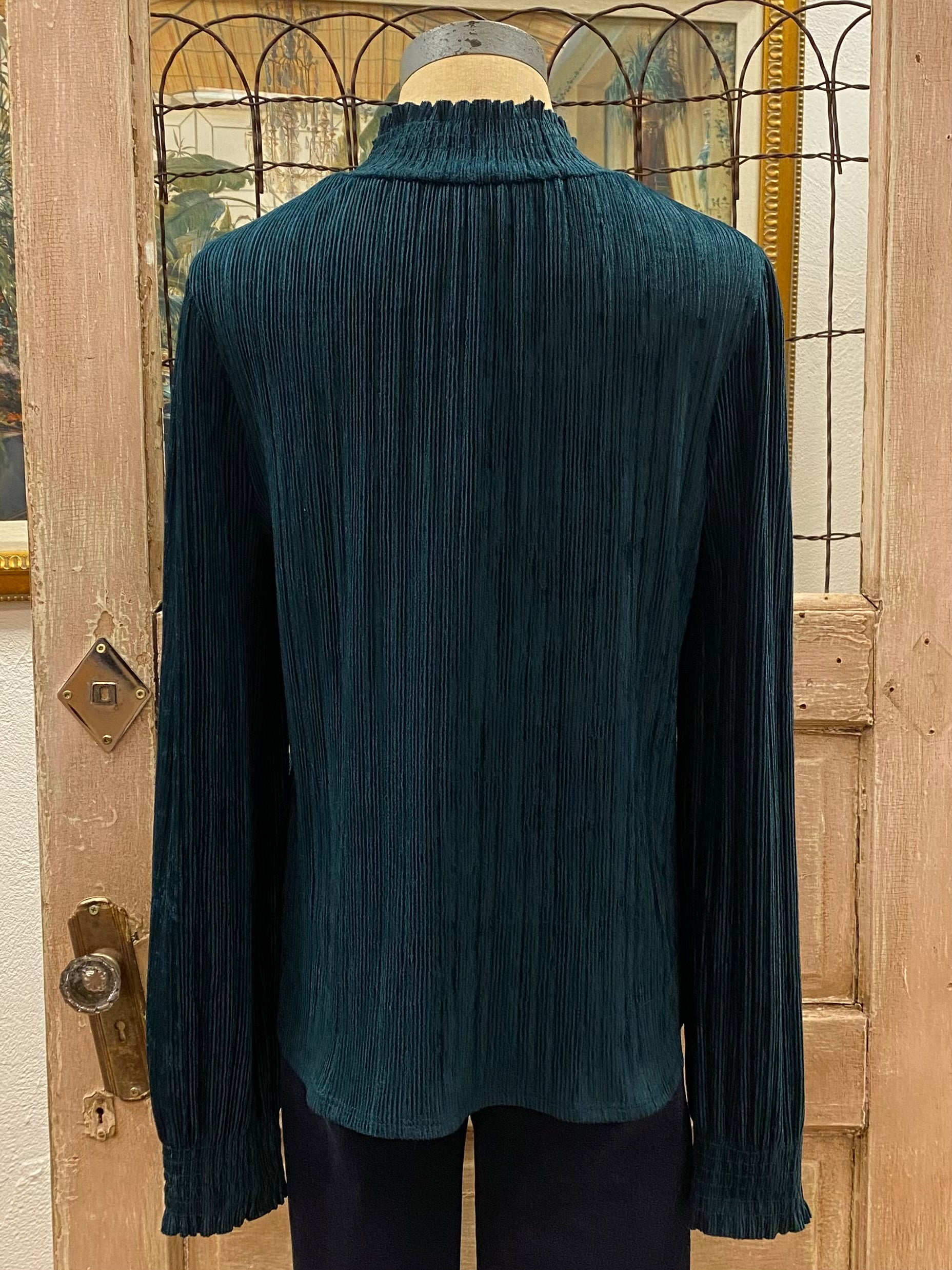 Smocked Velvet Ribbed Top
