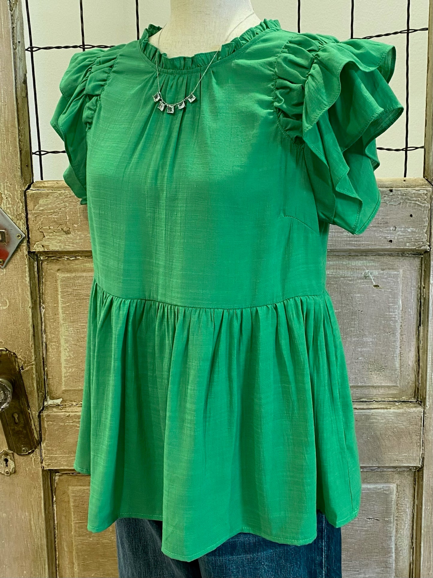 Green Baby Doll Top