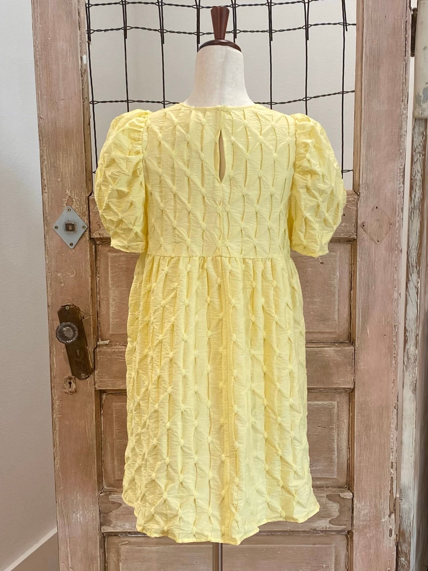 Textured Yellow Babydoll Dress