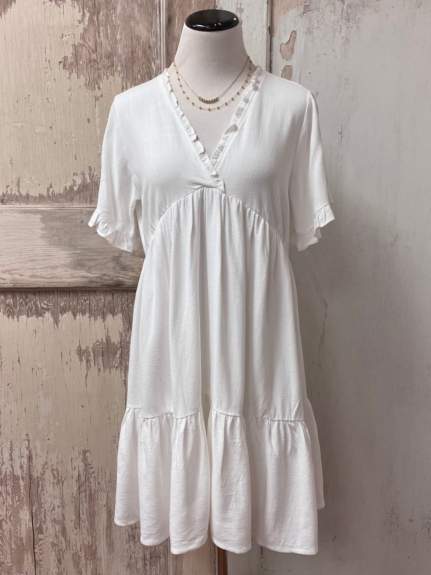 White Drop Shoulder Dress