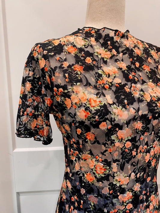 Floral Print Mesh Layering Top