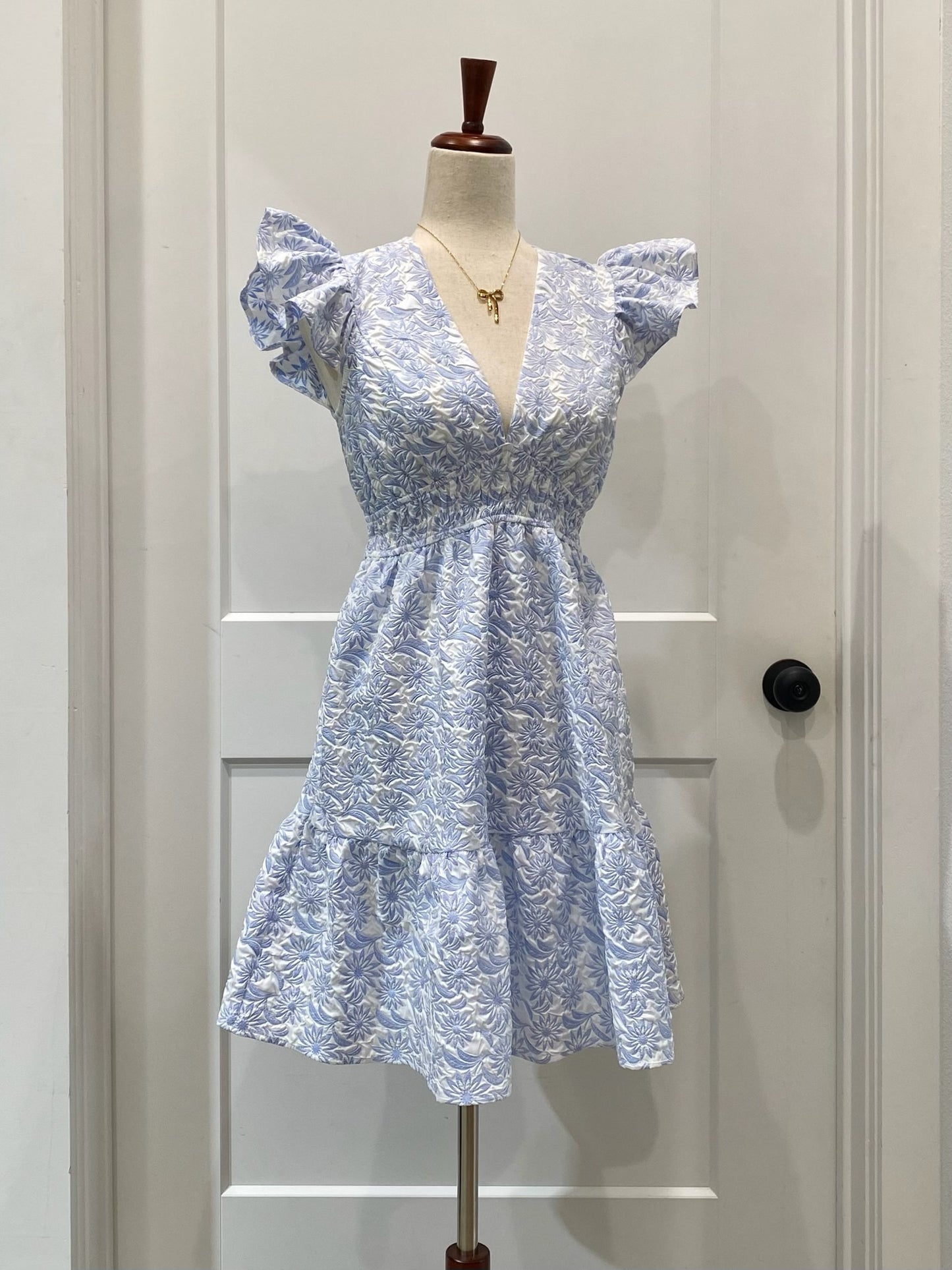 Jacquard V Neck Dress