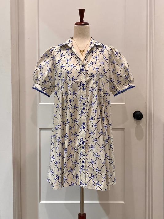 Bow Print Shirt Dress
