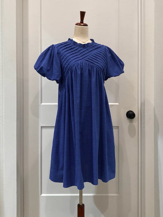 Bubble Sleeve Pintuck Dress