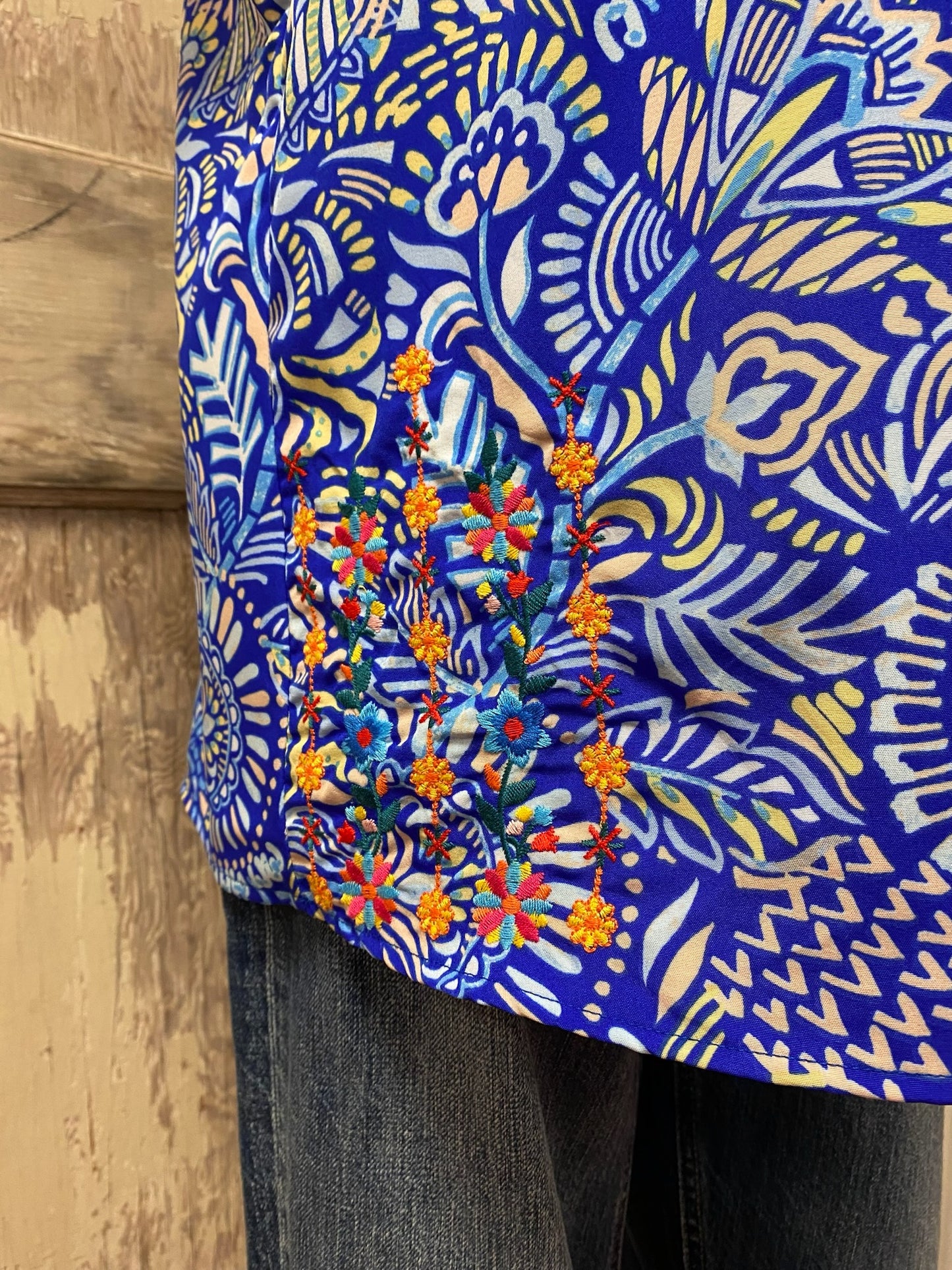 Royal Blue Embroidered Top | S-3XL
