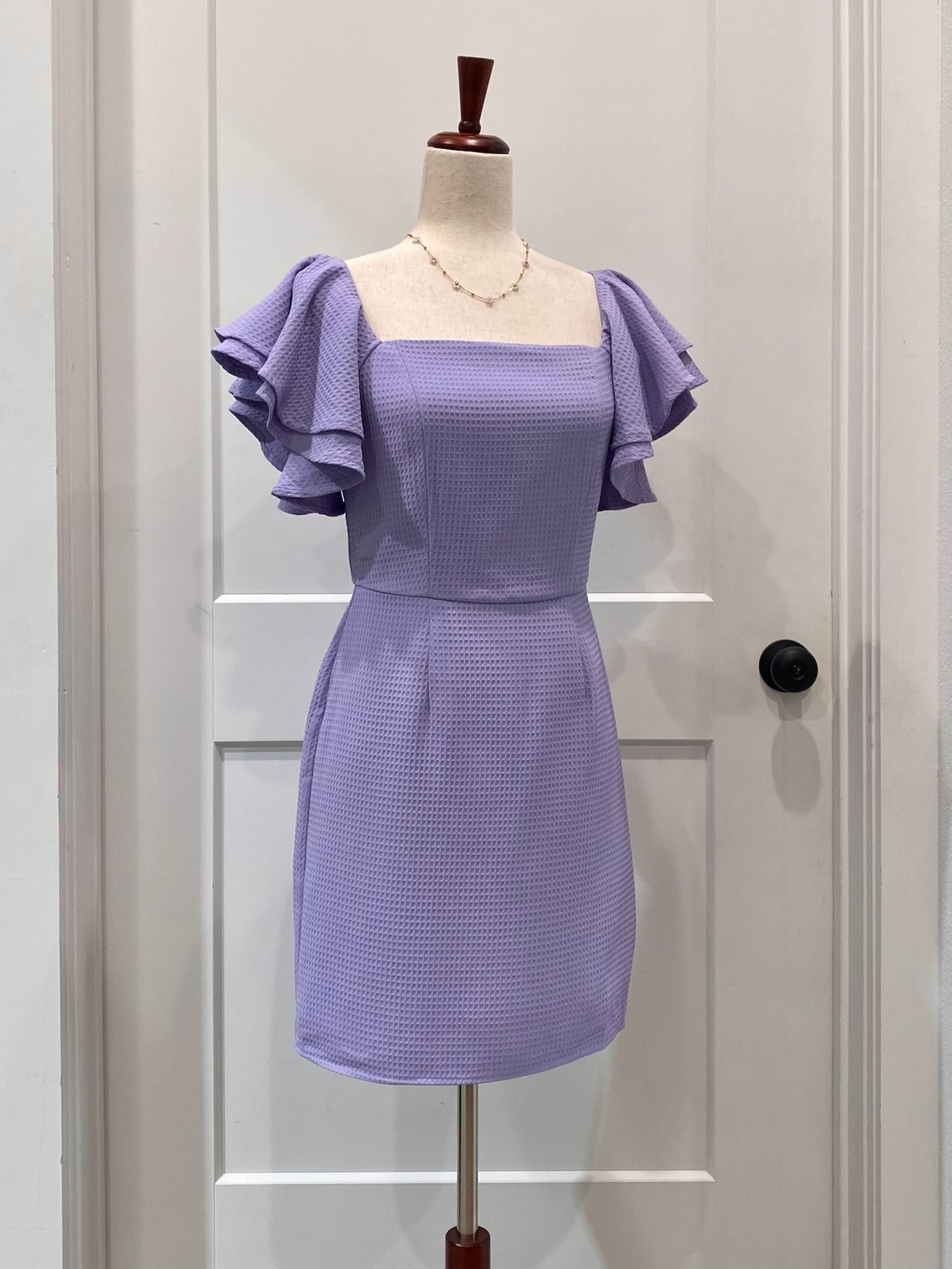 Lilac Double Ruffle Sleeve Dress