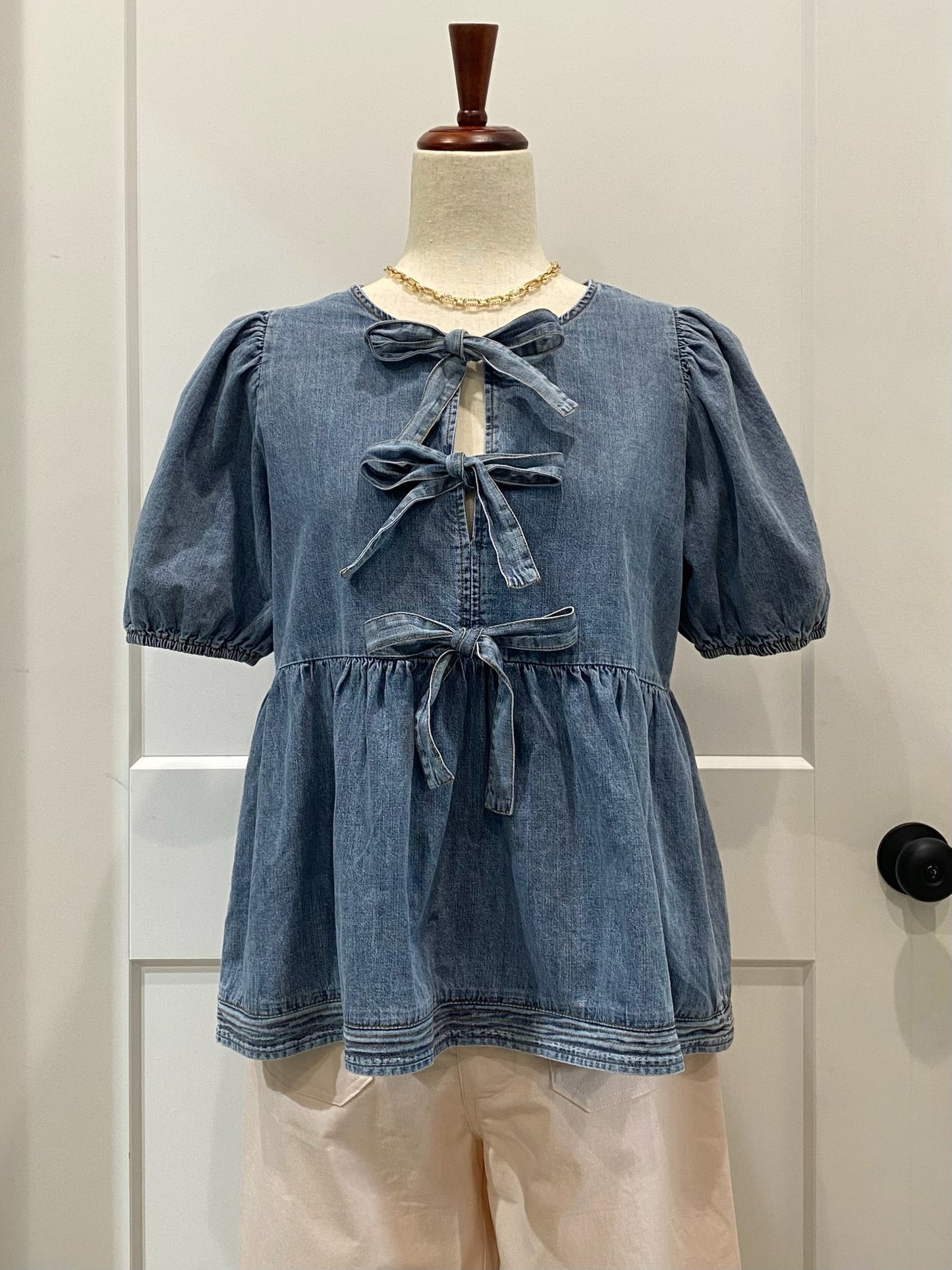 Denim Bow Top