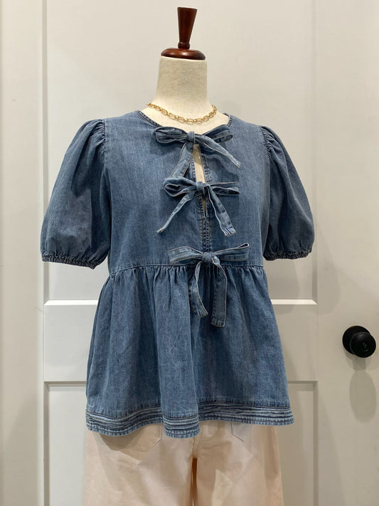 Denim Bow Top