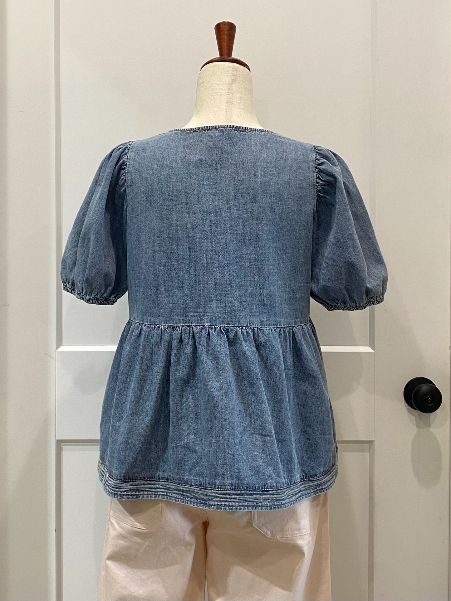 Denim Bow Top