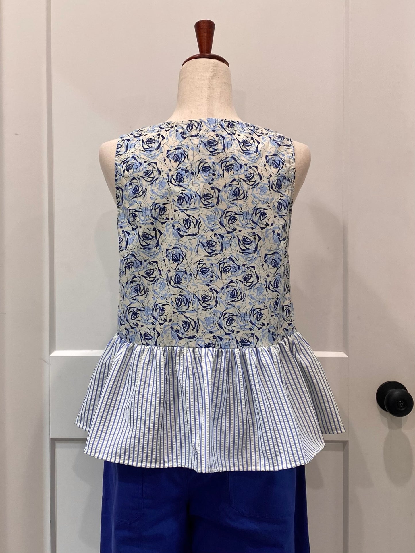 Mixed Print Bow Tie Top
