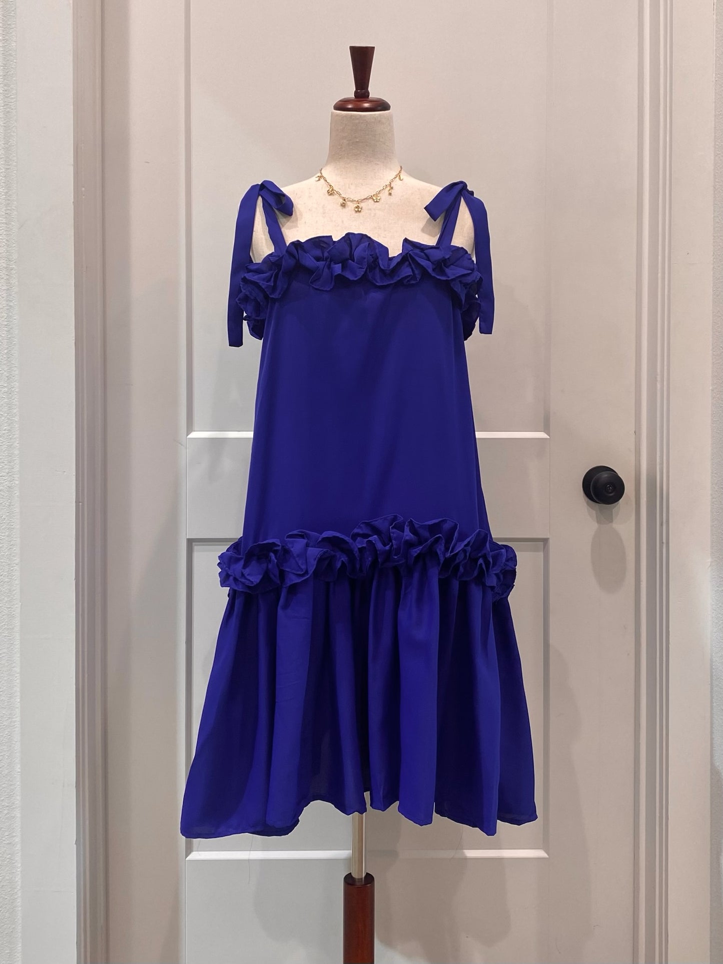 Frill Detail Ruffled Hem Midi Dress